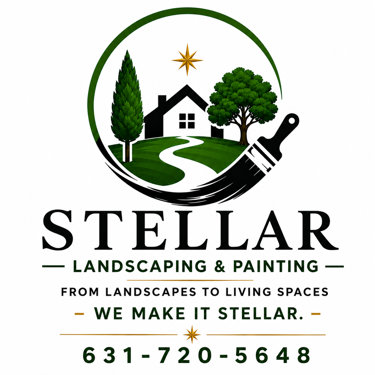 Stellar Landscaping & Painting. From landscapes to living spaces. We make it stellar. 631-720-5648.